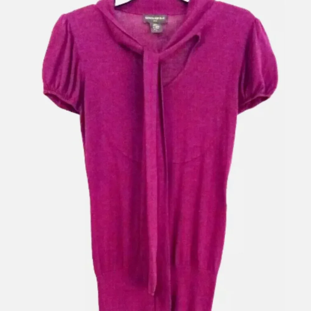 Banana Republic Juniors Top Purple Size Small Puff Short Sleeve Blouse Attached